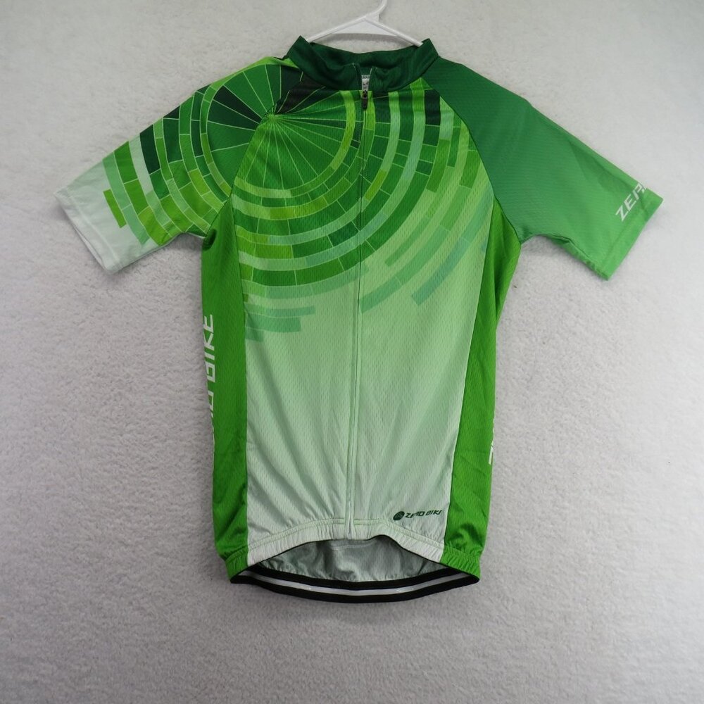 Zero Bike Cycling Jersey Mens Small Green Half Zip Short Sleeve 3 Rear Pockets‎